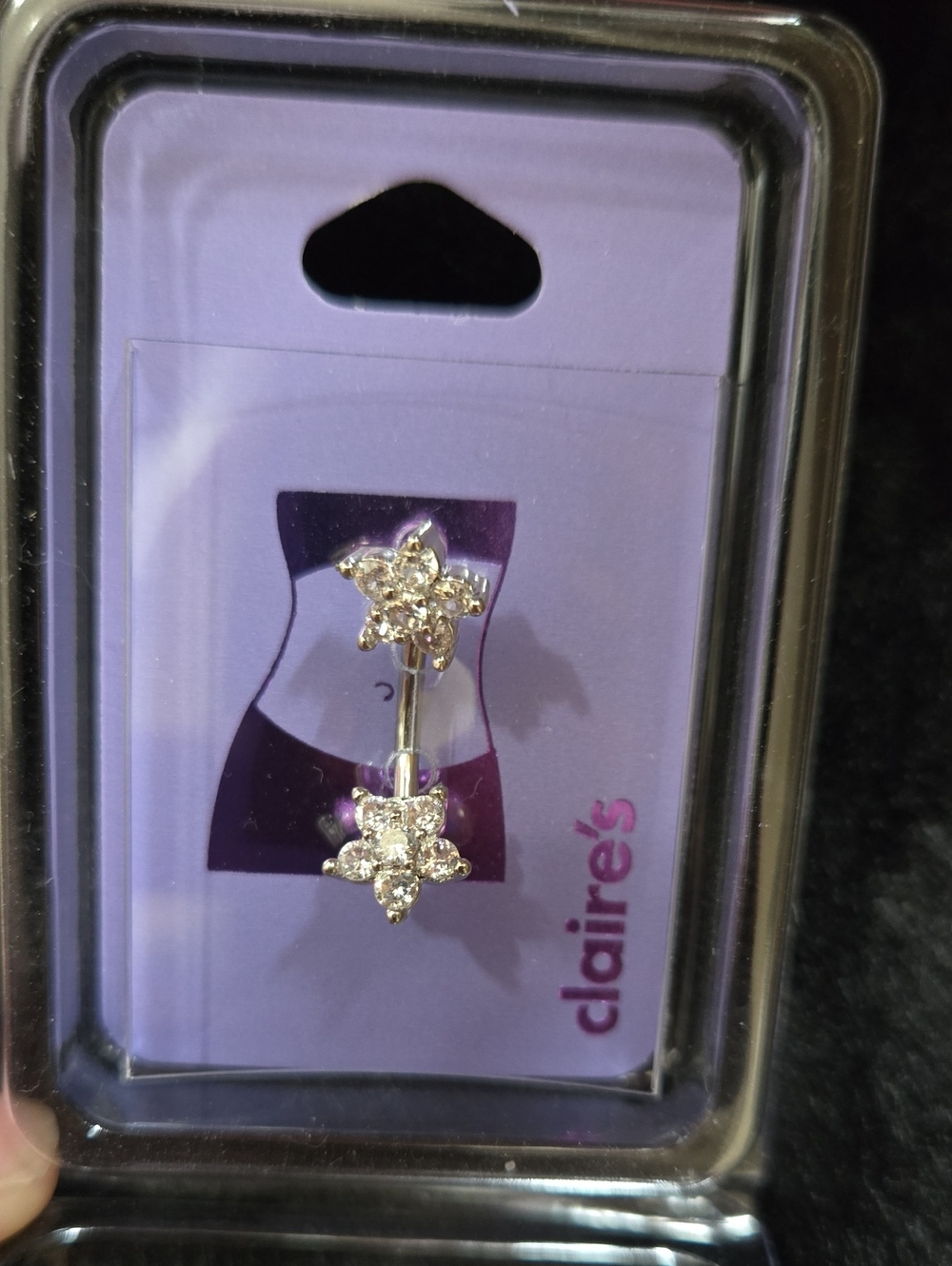Claire’s Silver Cubic Zirconia Flower Belly Ring 14G NWT - Picture 3 of 4
